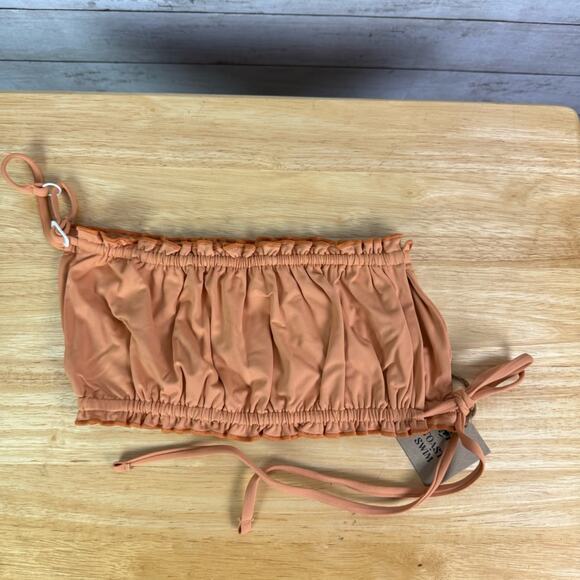 Free People X Toast Swim Ruffled Bandeau Bikini Top Sandstone Size Large - Picture 4 of 7
